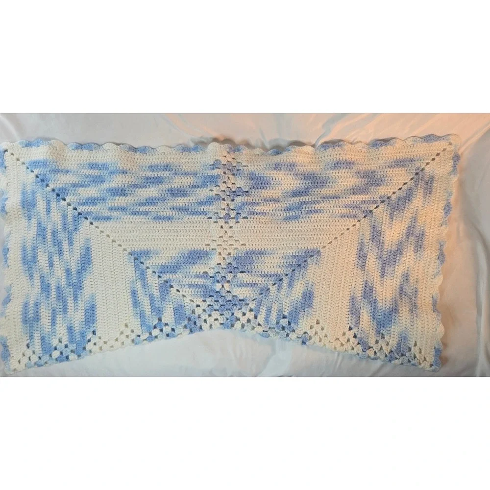Handmade Crochet Baby Receiving Blanket Pair Yellow 36